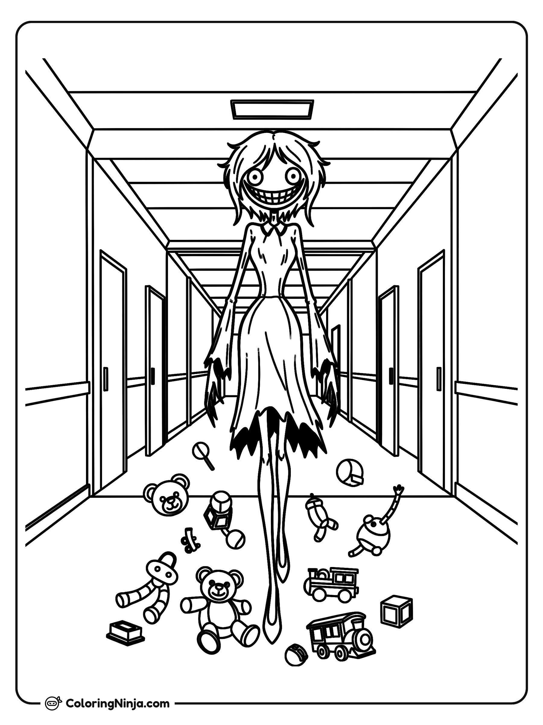 Miss Delight y sus juguetes: dibujo para colorear