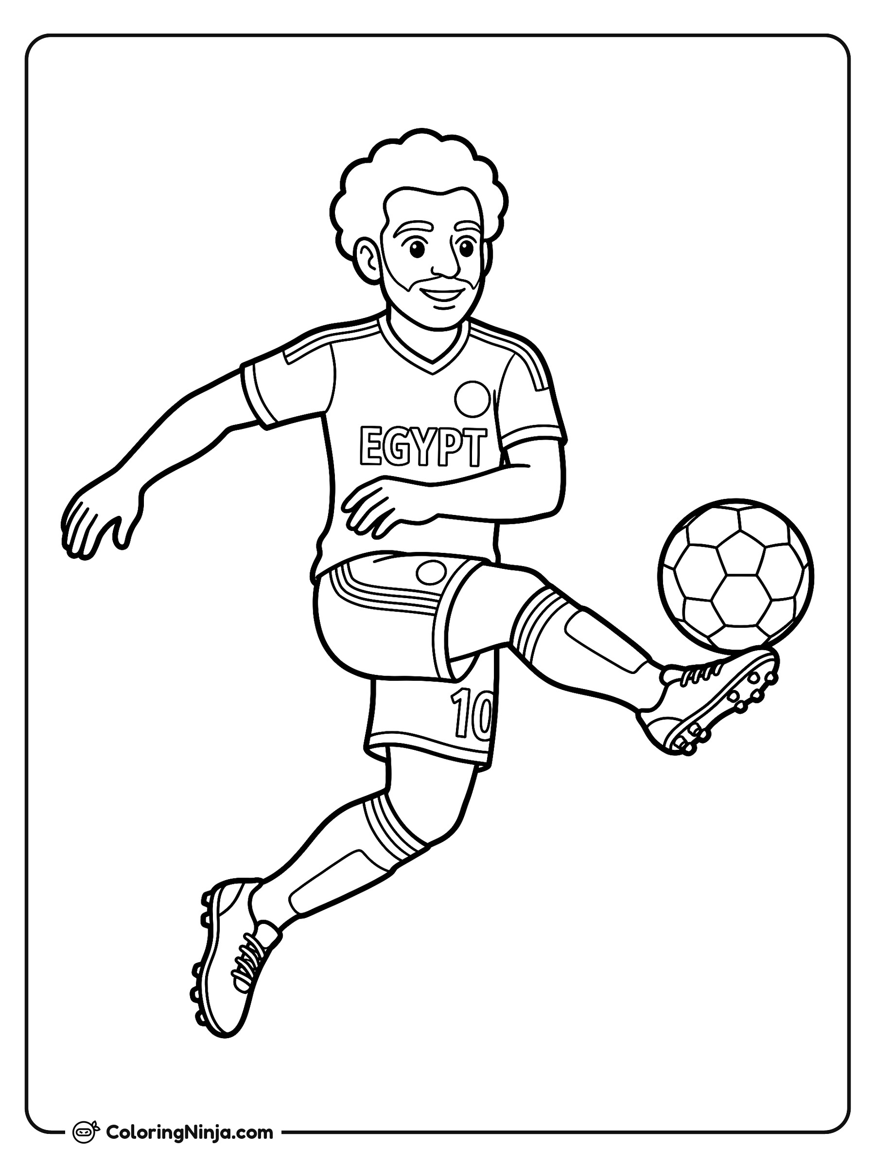 Mohamed Salah Kicks a Volley Coloring Page