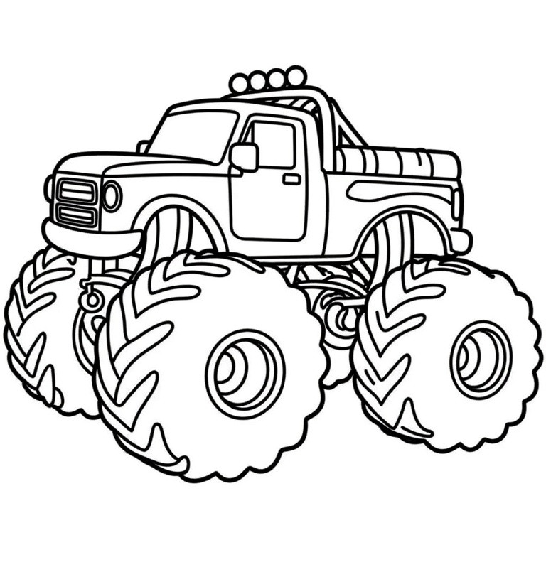 A coloring page of Monster truck