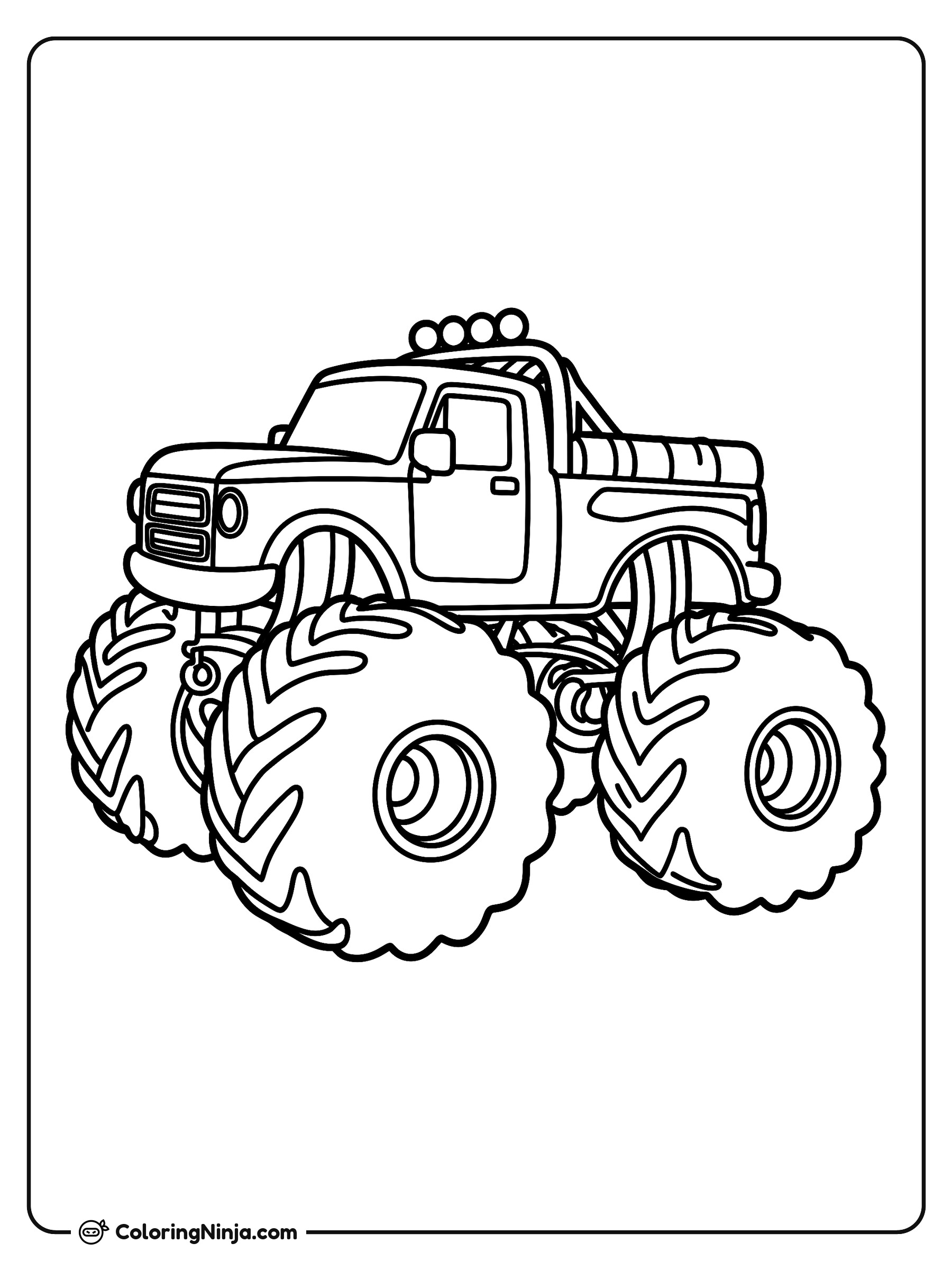 Camión monstruo con llantas gigantes: dibujo para colorear