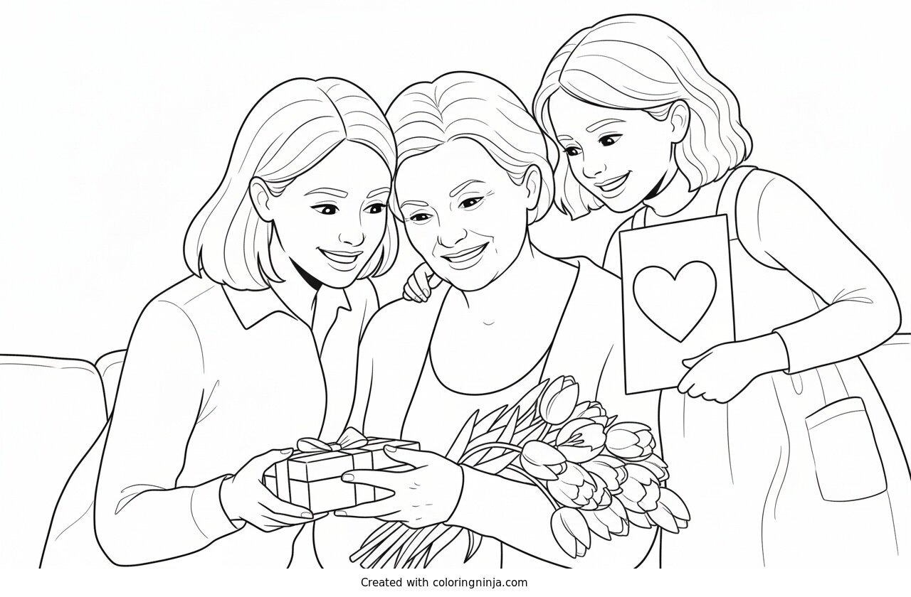 Coloring page of Mother's Day