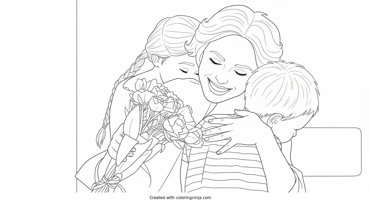 Coloring page of Mother's Day