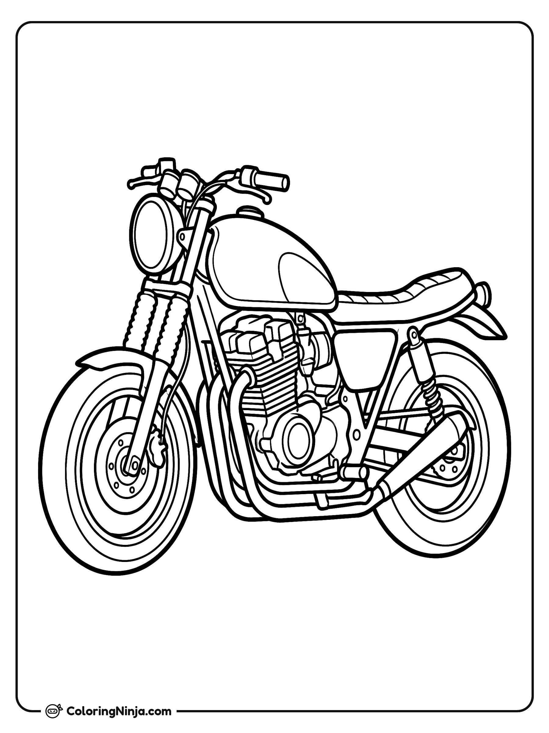 Una motocicleta clásica: dibujo para colorear