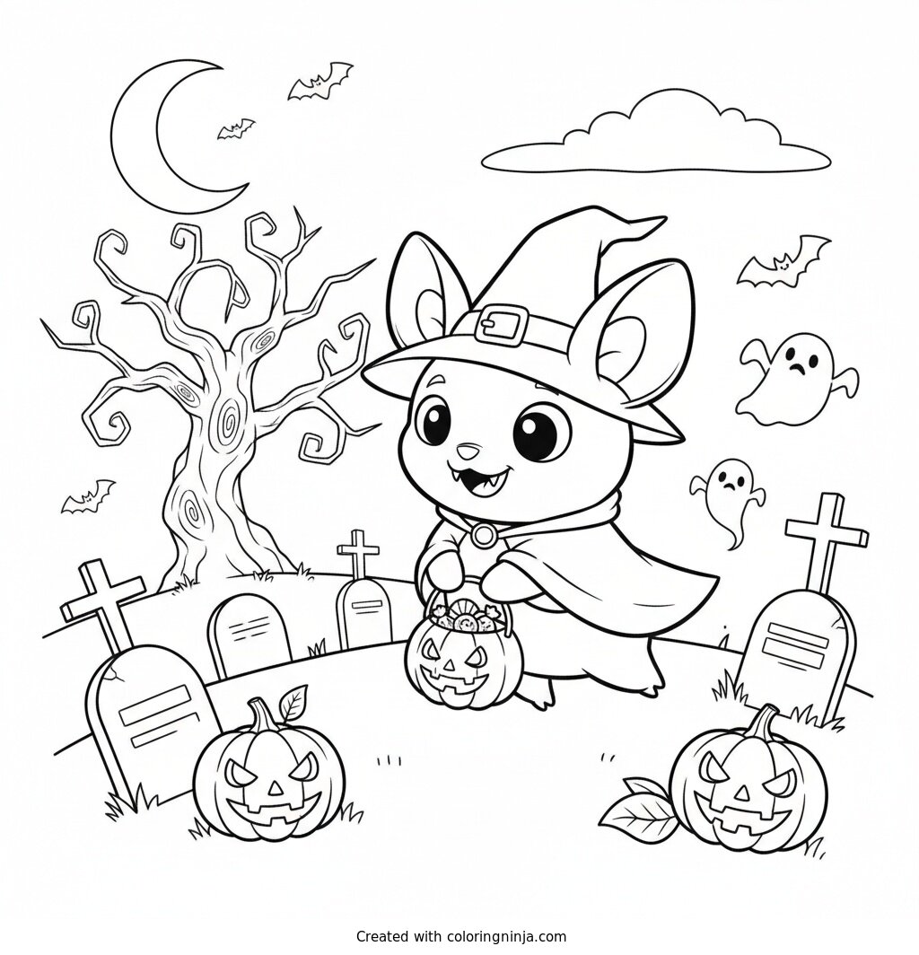 Murielago Halloween Coloring Page