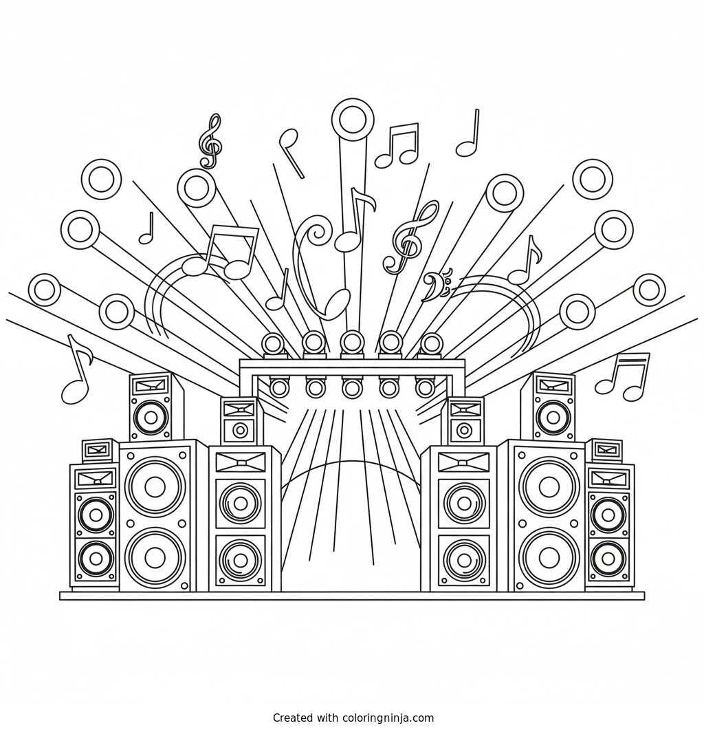 Halftime Music Stage Performance Coloring Page