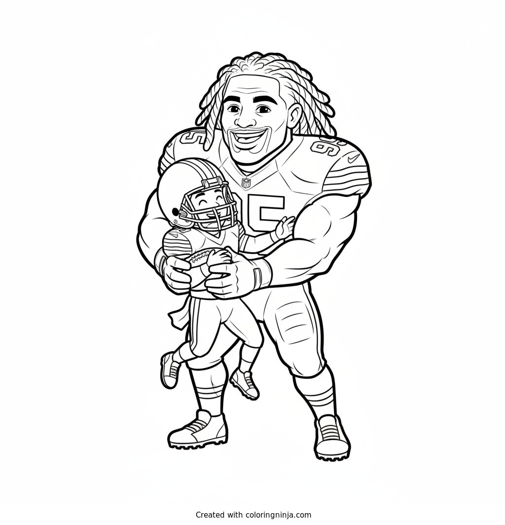 Myles Garrett Cartoon Sack Coloring Page
