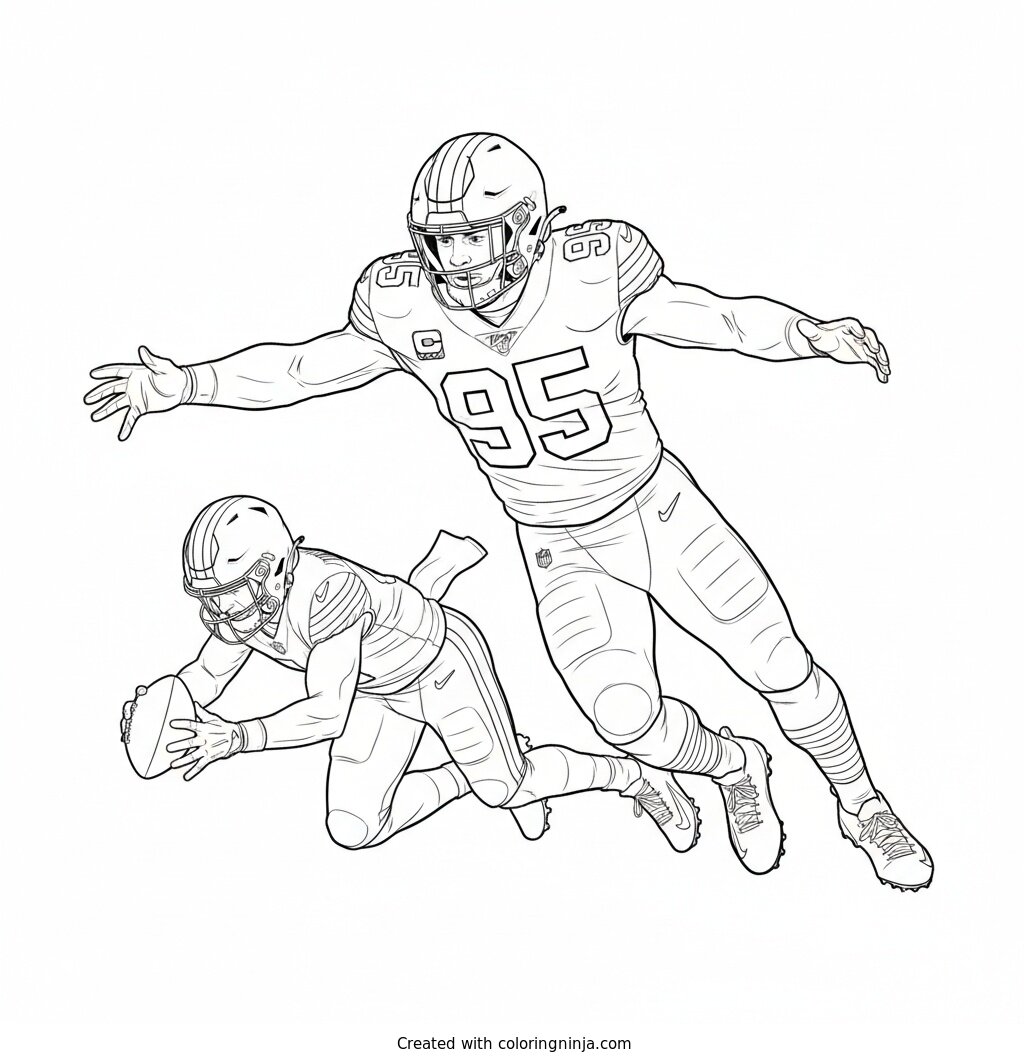 Myles Garrett Sack Attack Coloring Page