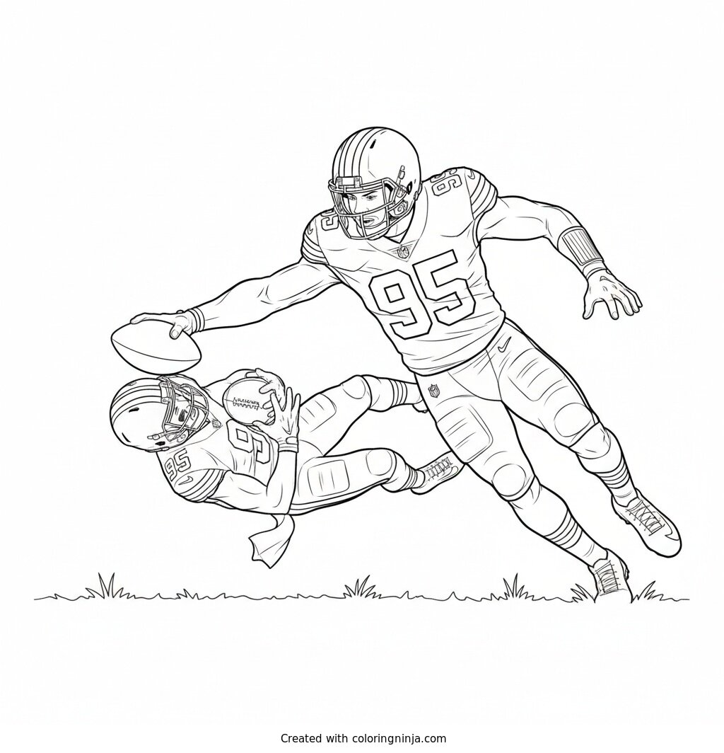 Myles Garrett QB Strip Sack Coloring Page