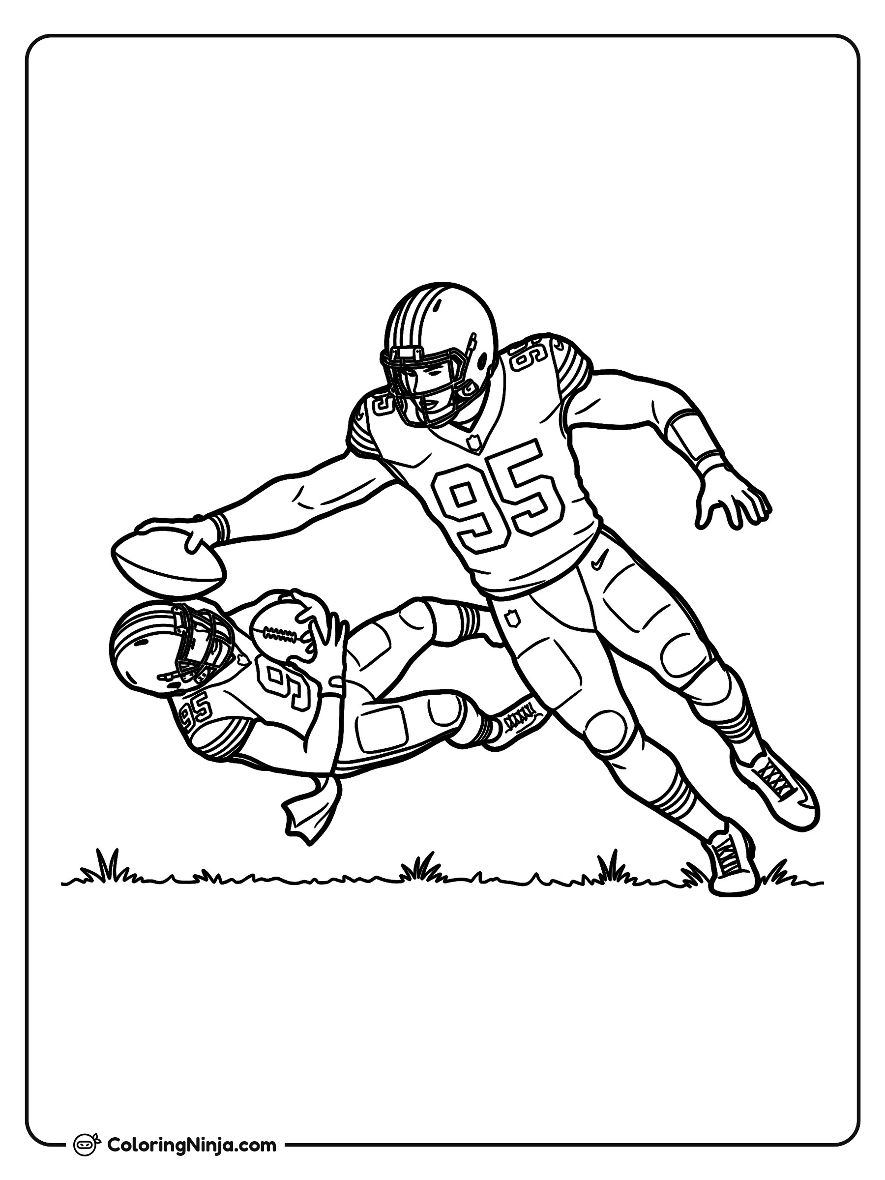 Sack de Myles Garrett al mariscal de campo: dibujo para colorear