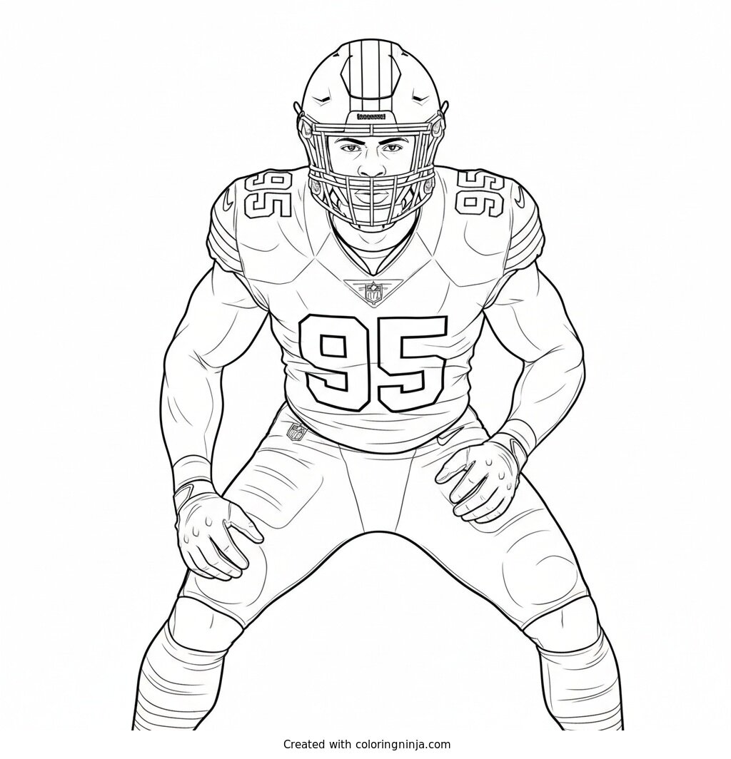 Myles Garrett Ready To Rush Coloring Page