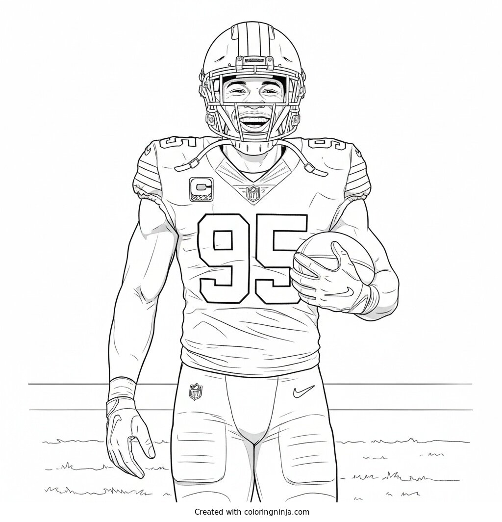 Myles Garrett Sideline Smile Coloring Page