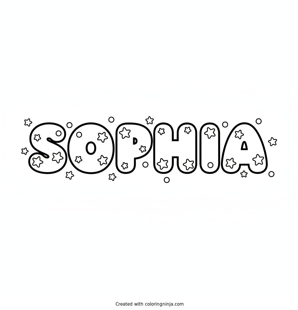 Sophia in Shiny Bubble Letters Coloring Page