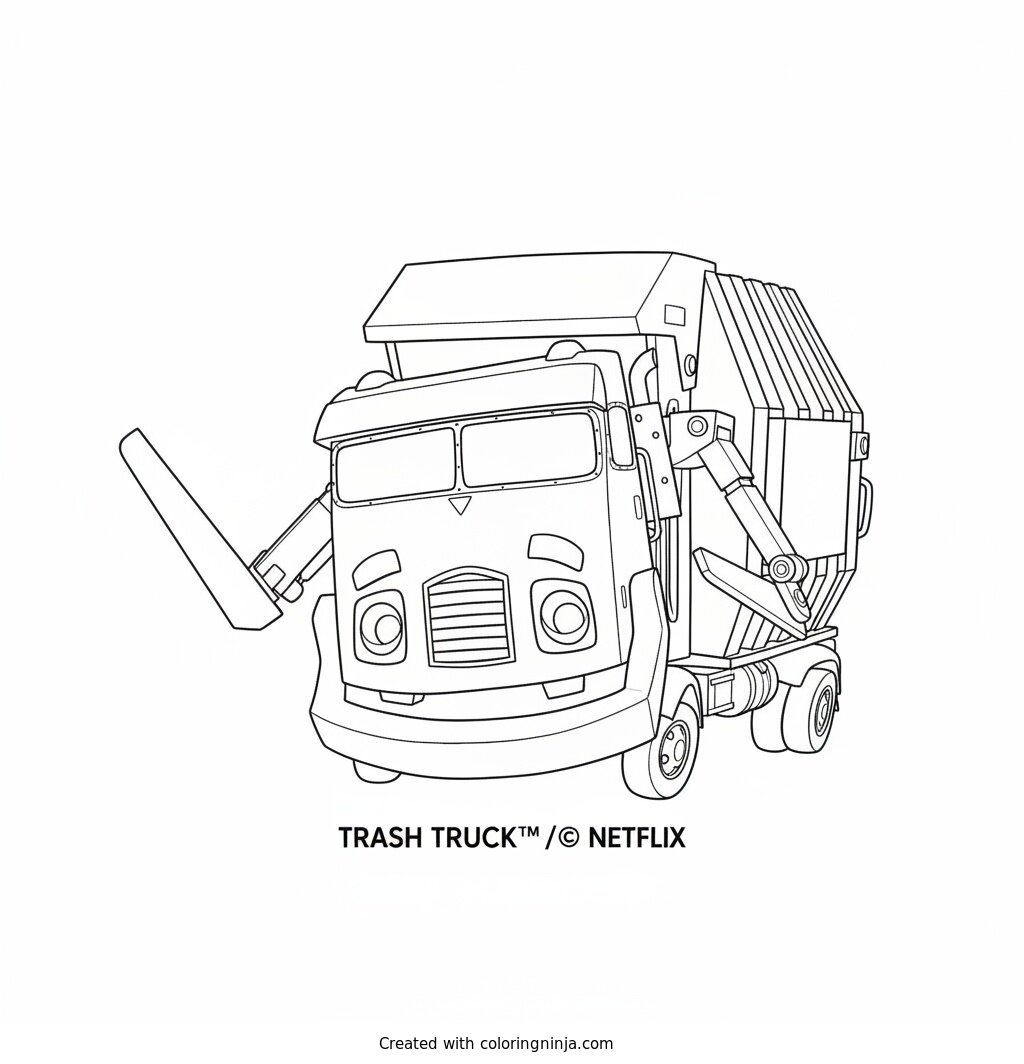 Coloring page of netflix trash truck