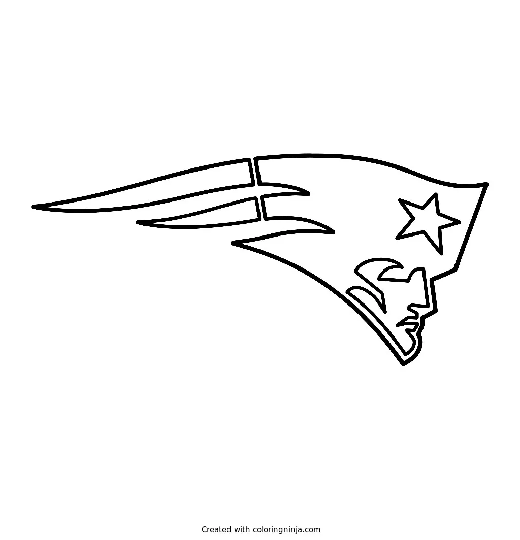 Logo de los New England Patriots, dibujo para colorear: El logo de los New England Patriots muestra el rostro estilizado de un patriota con un sombrero de tres picos decorado con una estrella.