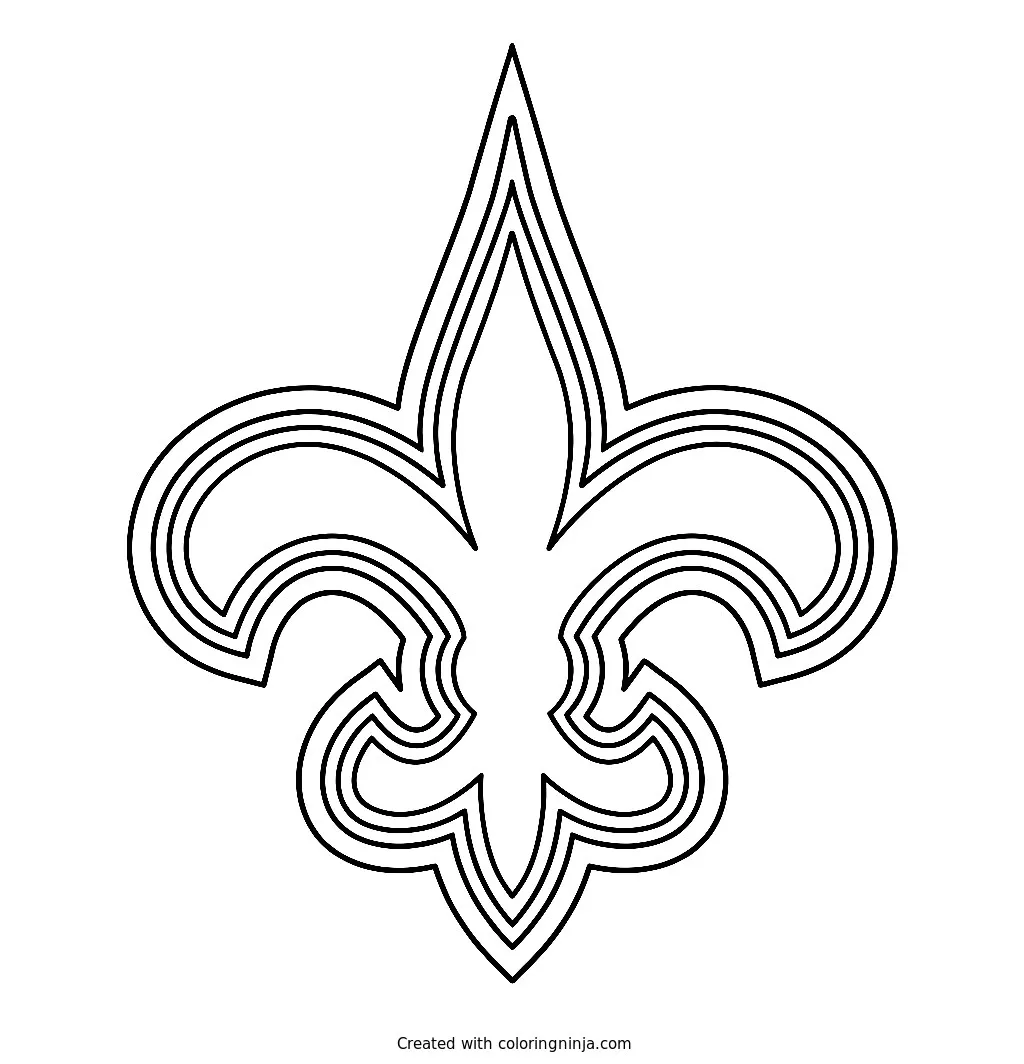 Logo de los New Orleans Saints, dibujo para colorear: Esta ilustración presenta el emblema oficial de los New Orleans Saints con su tradicional flor de lis centrada en la página.