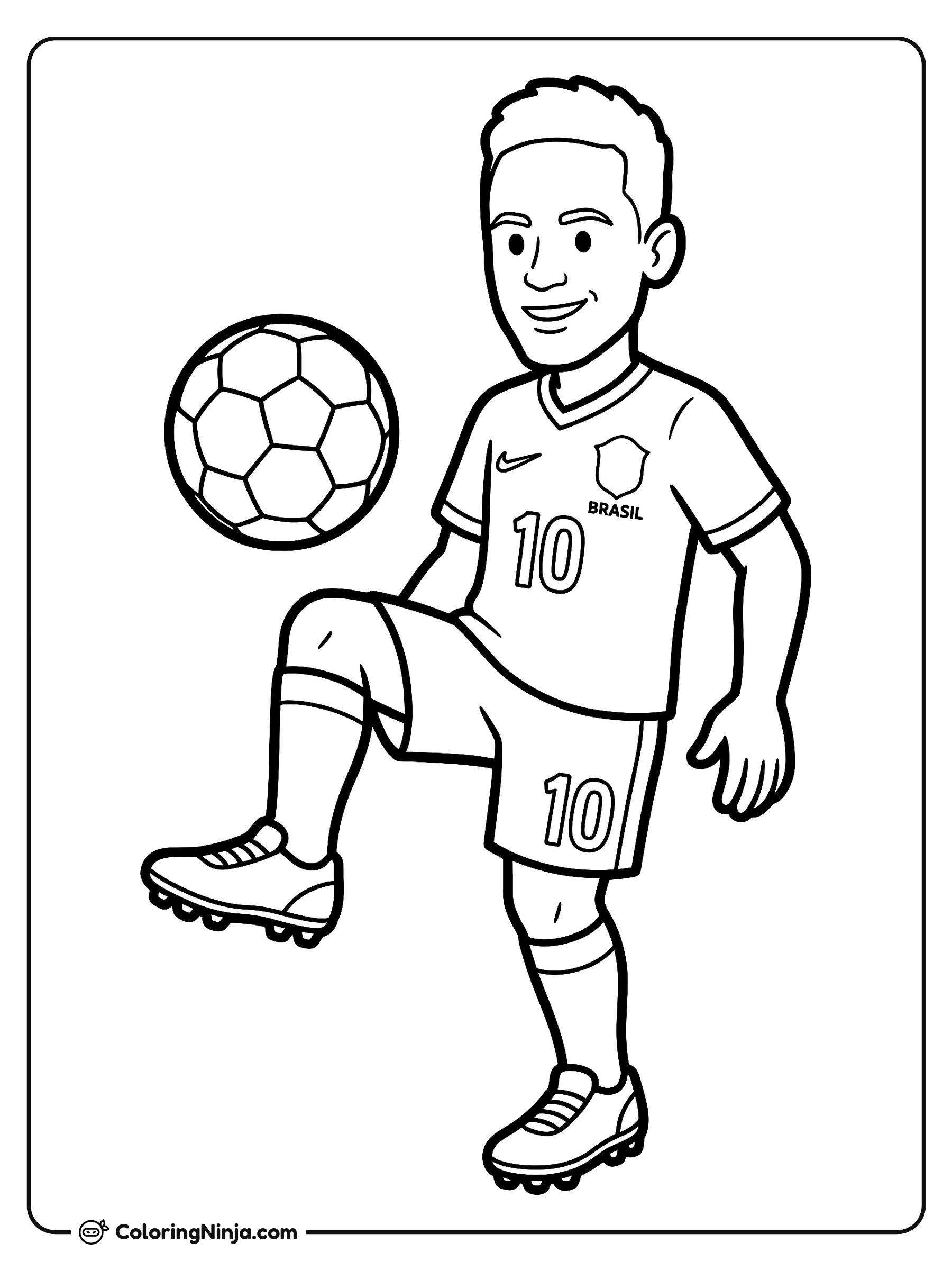 Neymar Cartoon Character Juggling Coloring Page