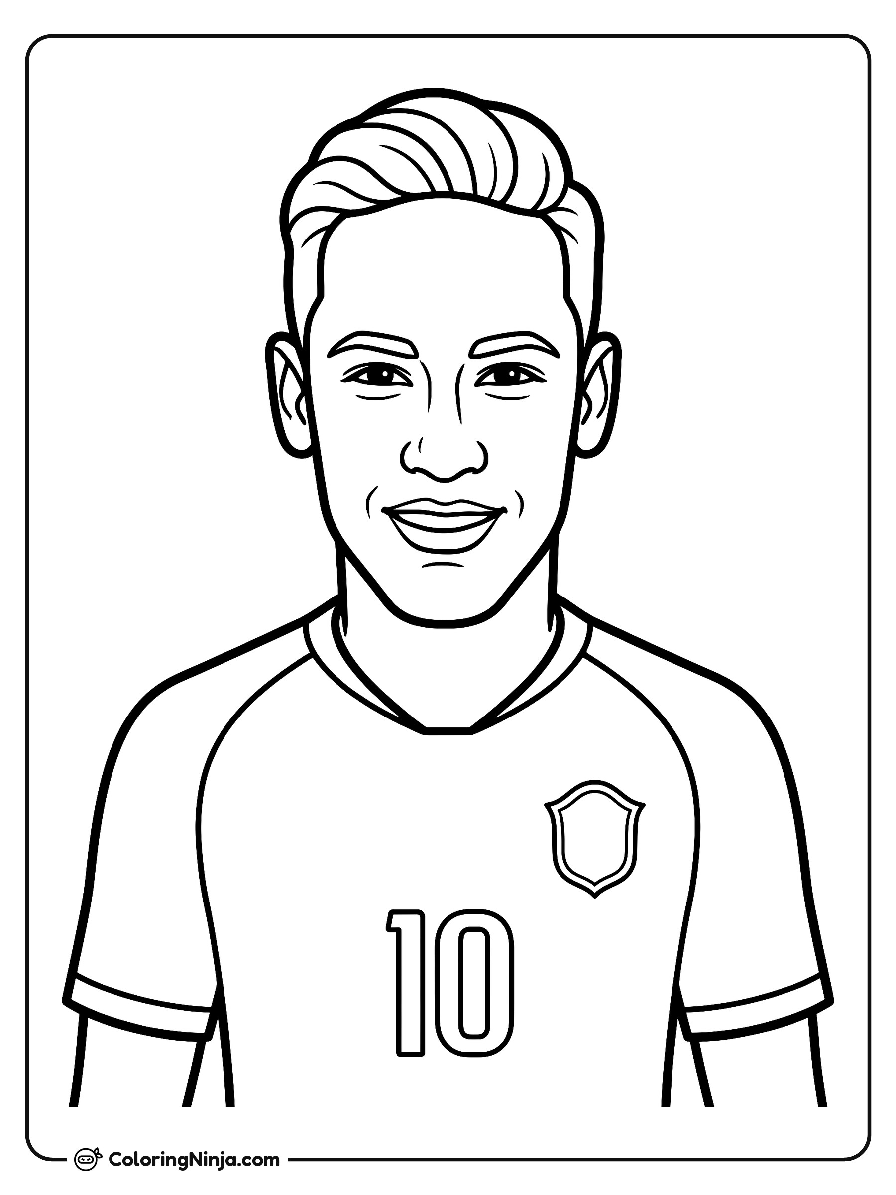 Neymar Detailed Portrait Pose Coloring Page