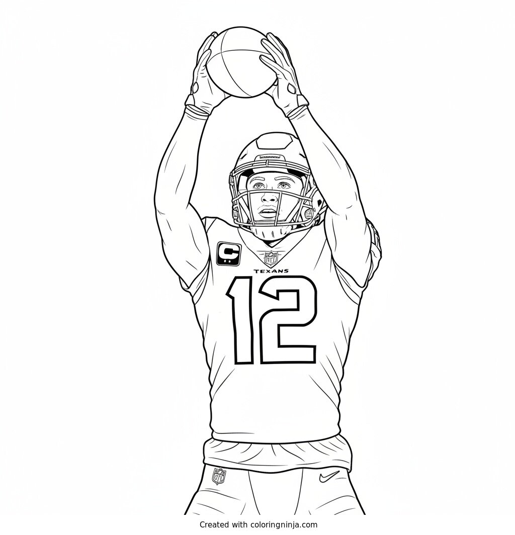 Nico Collins High Leap Catch Coloring Page
