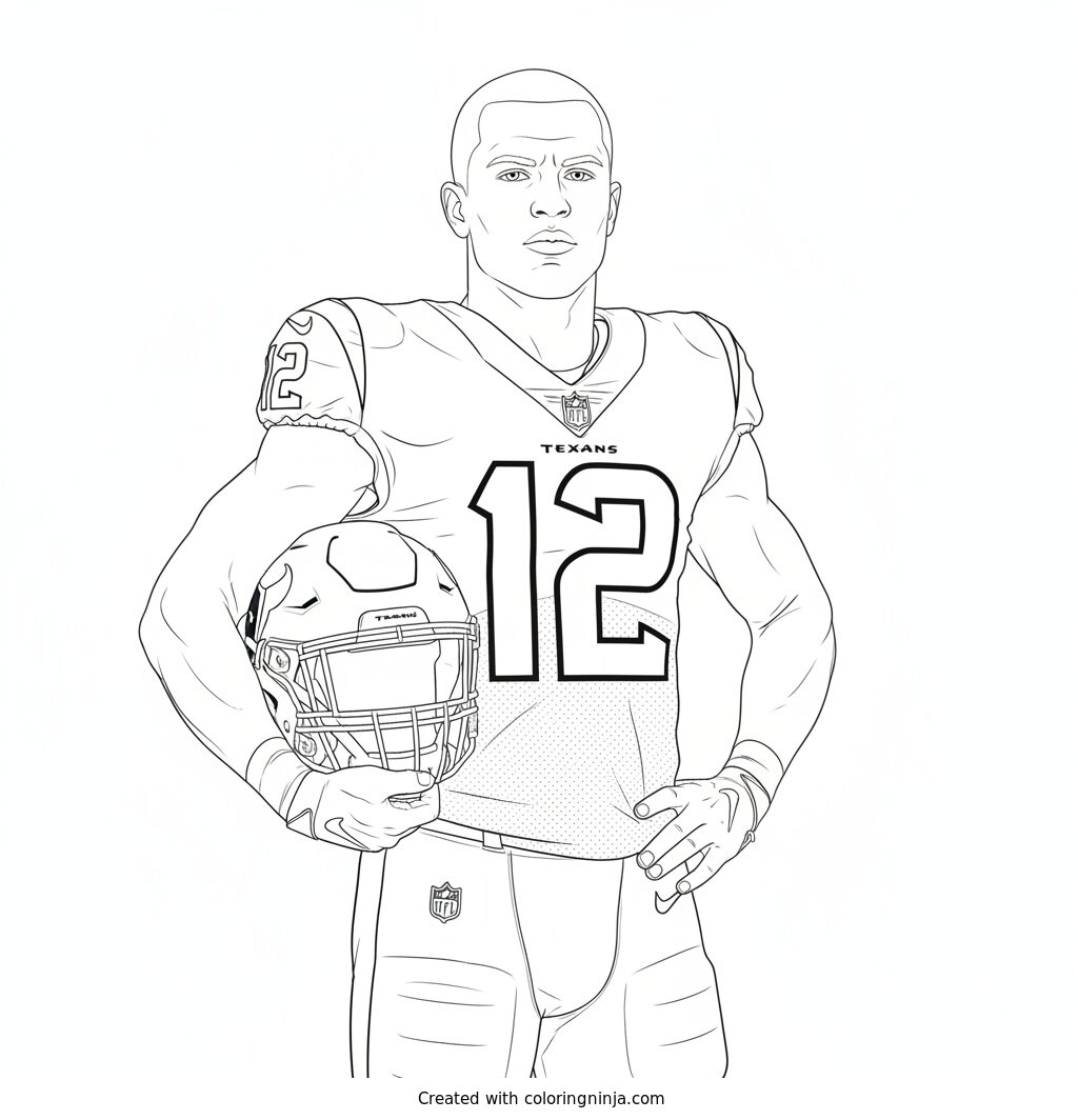 Nico Collins Helmet Portrait Coloring Page