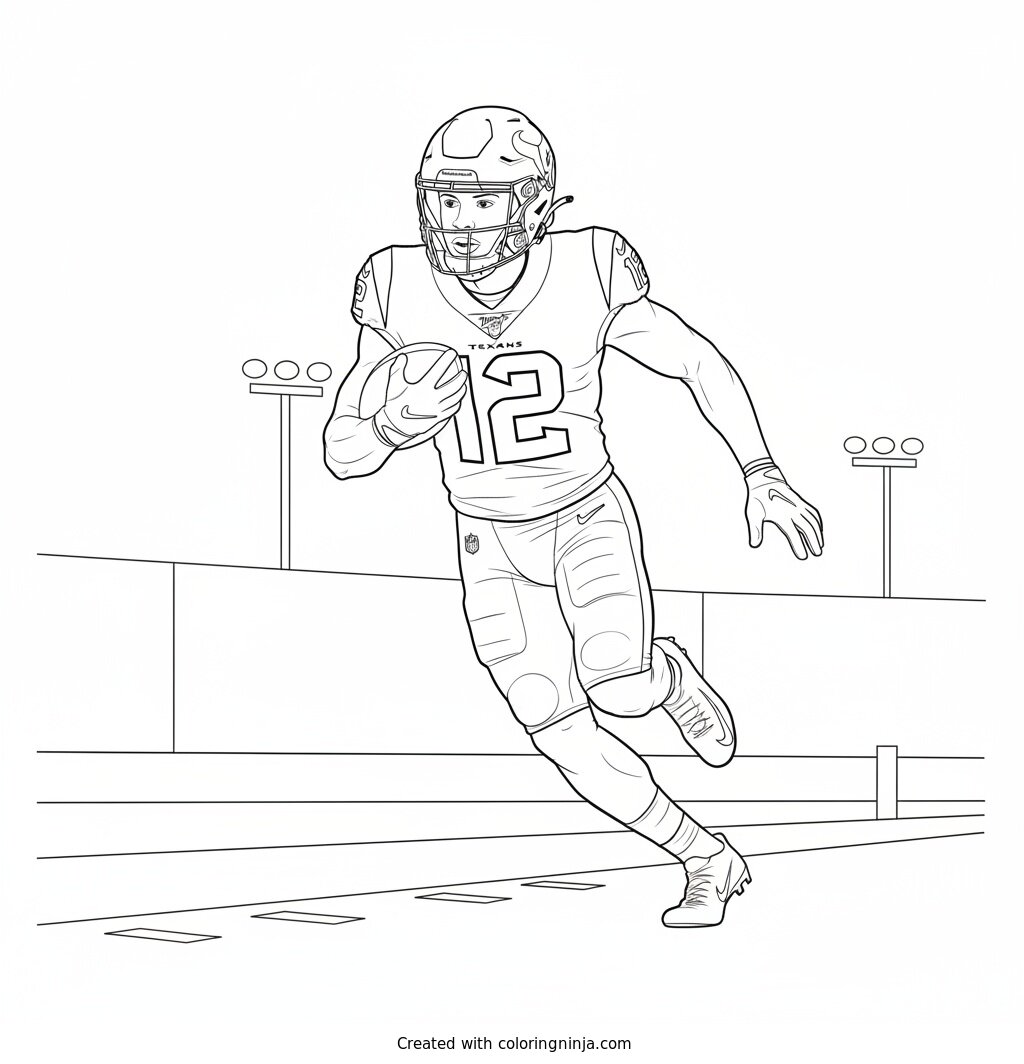 Nico Collins Sideline Sprint Coloring Page