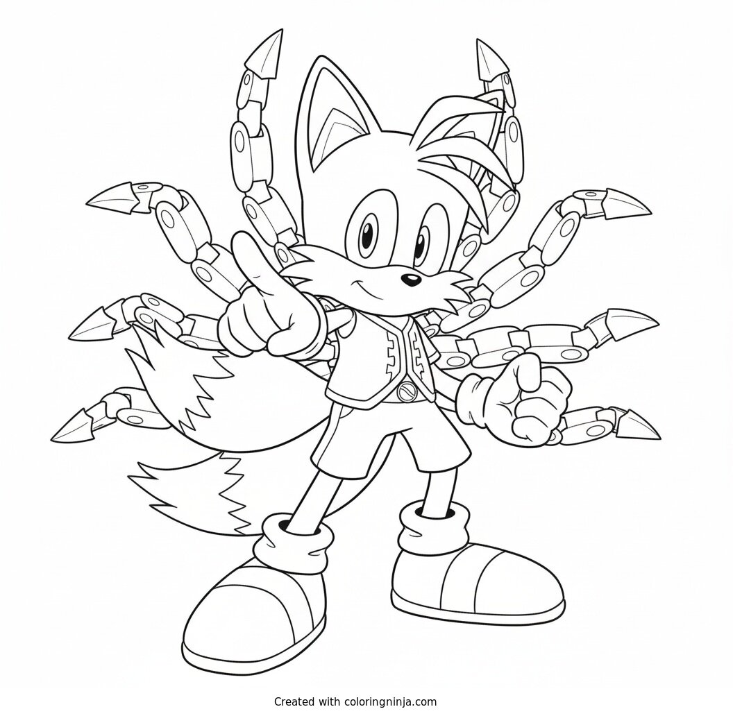 Coloring page of nine sonic
