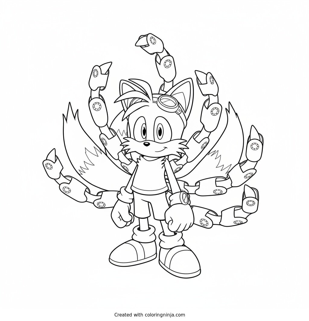 Coloring page of nine sonic