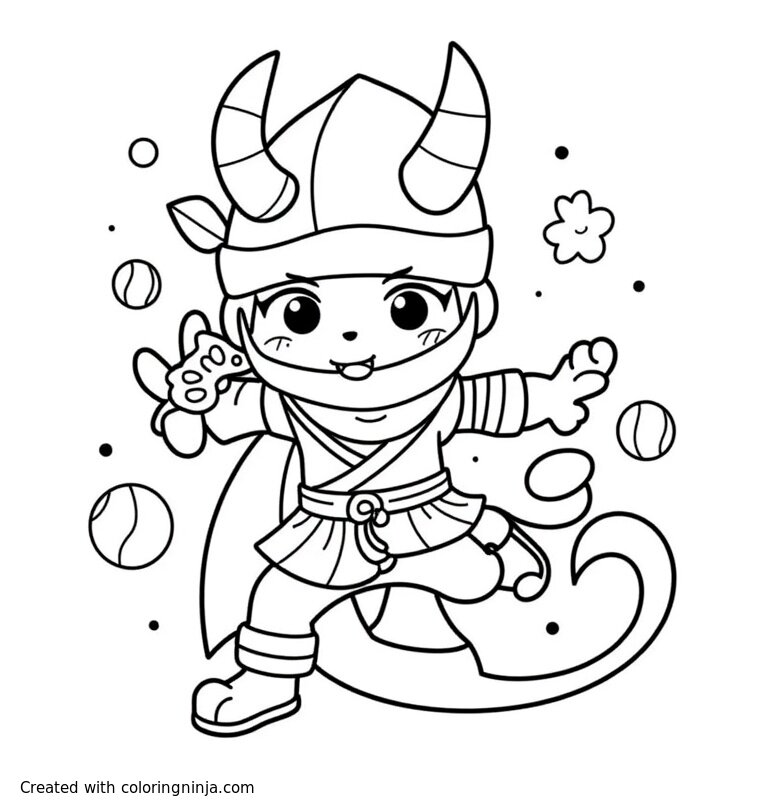 A coloring page of ninja demon
