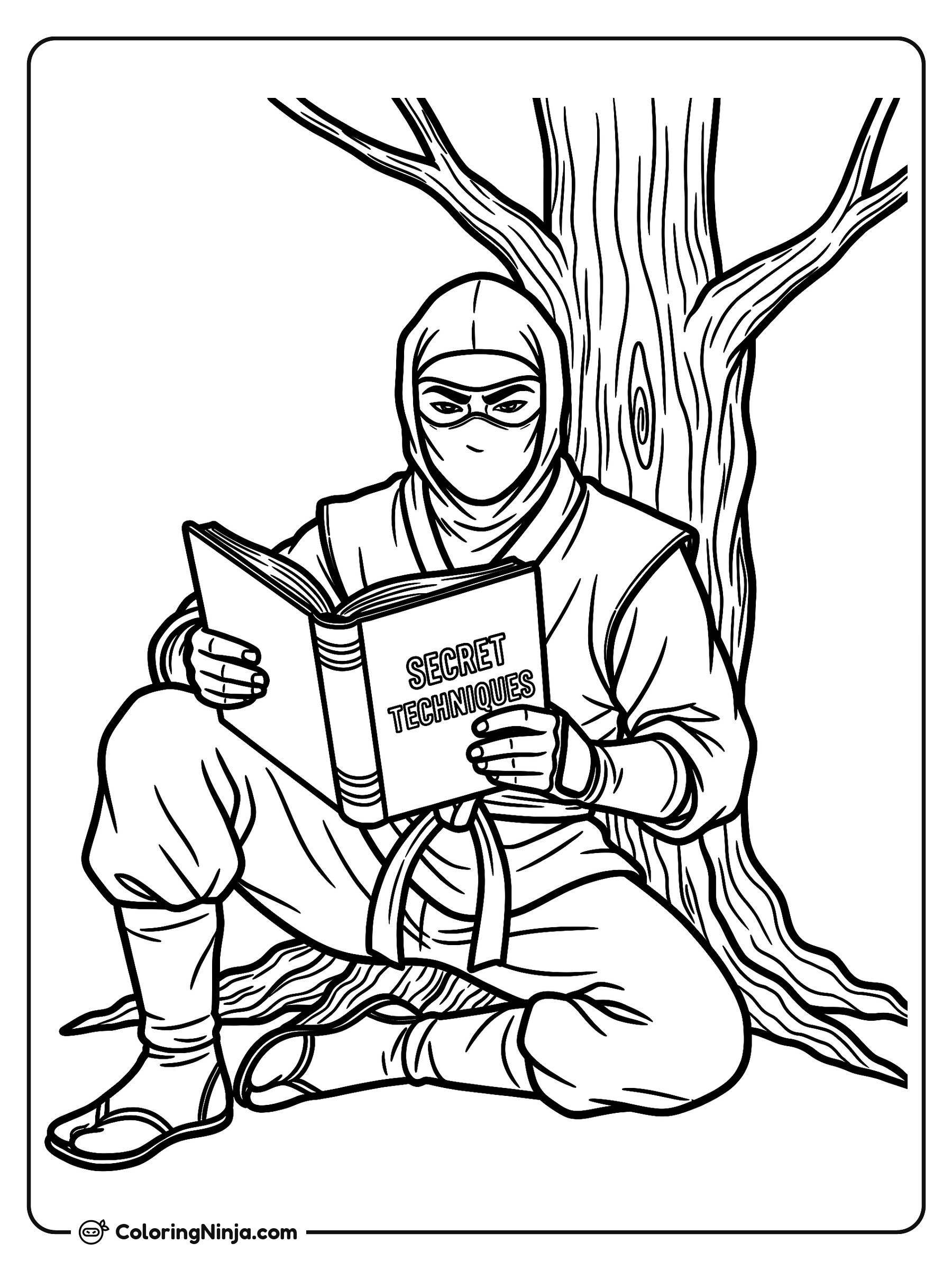 Ninja Reading Break Coloring Page