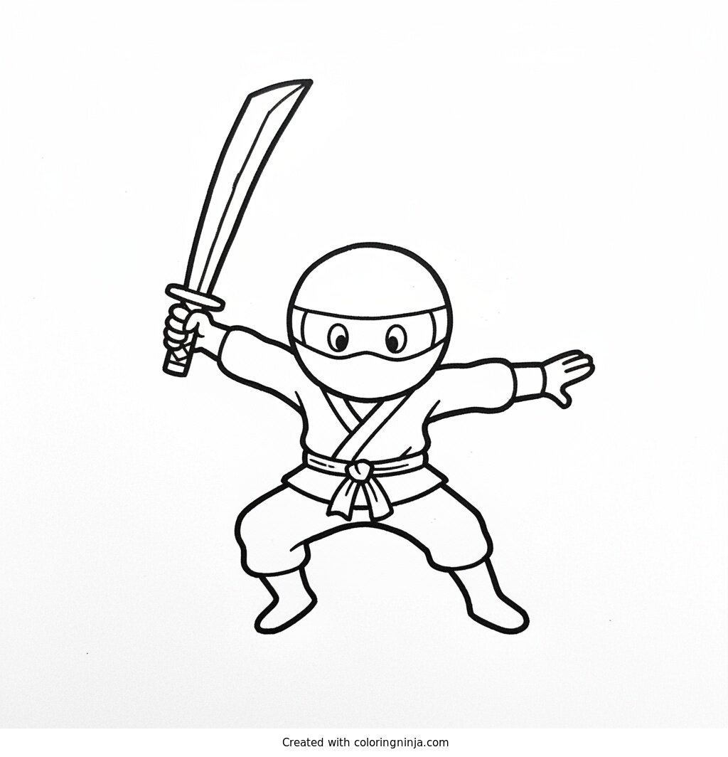 A coloring page of ninja warrior