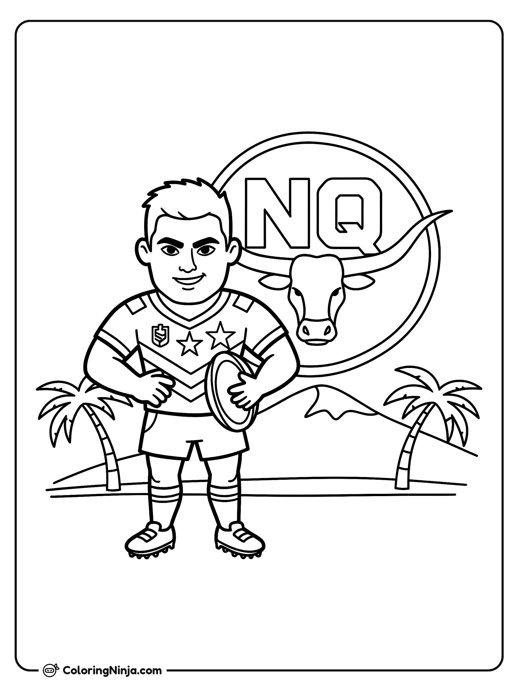 Jugador de los North Queensland Cowboys: dibujo para colorear