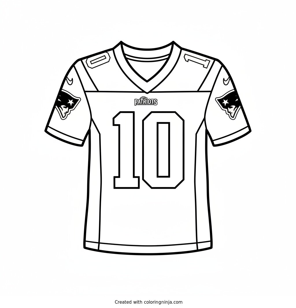 Number 10 Patriots Football Jersey Coloring Page