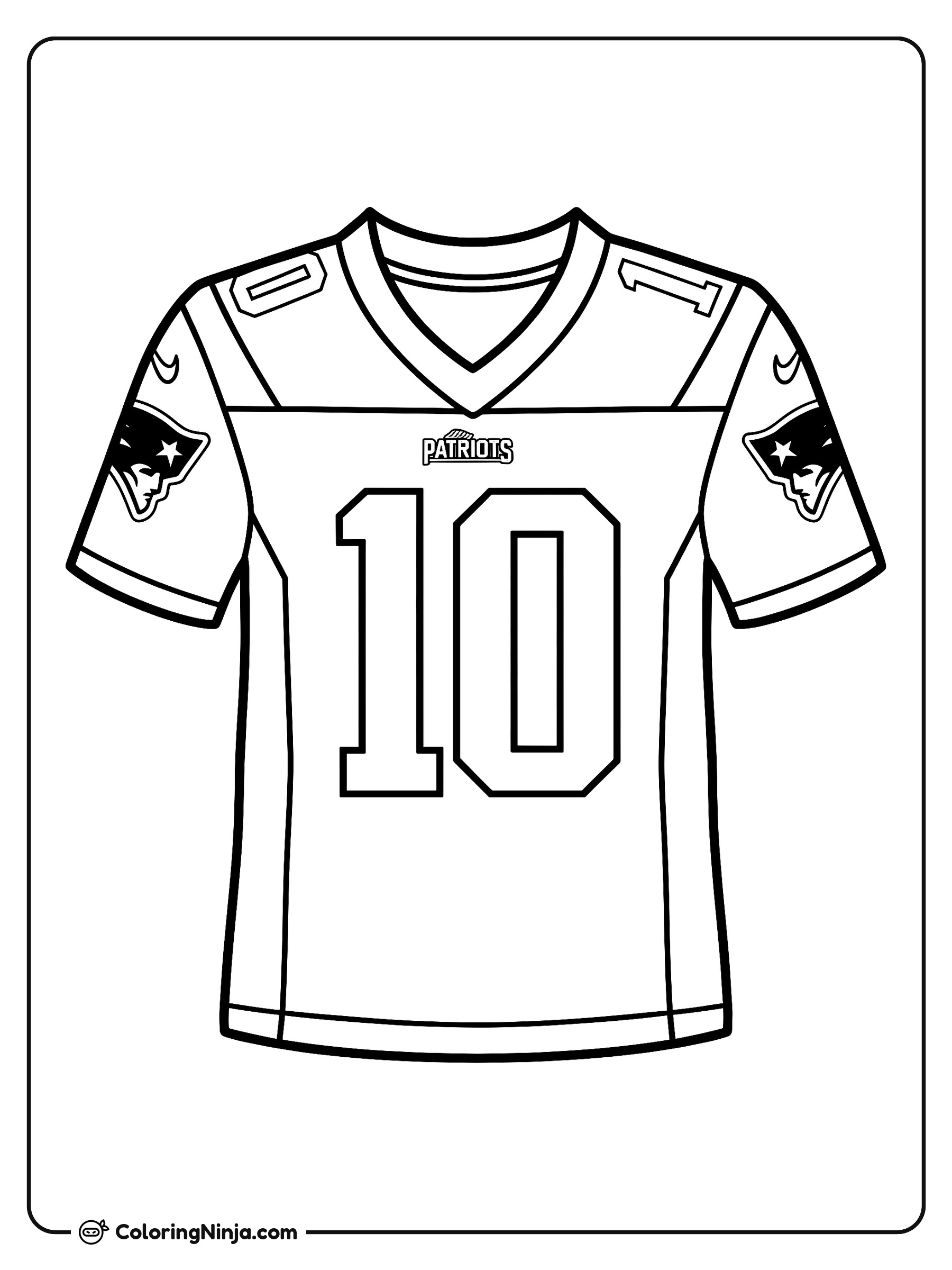 Jersey de Fútbol Americano Patriots Número 10: dibujo para colorear