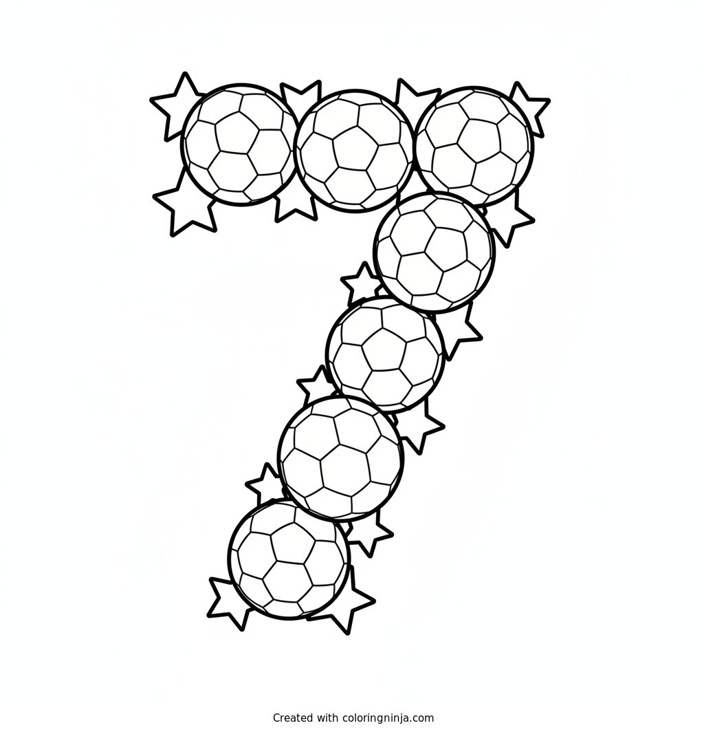 Lucky Number Seven Soccer Stars Coloring Page