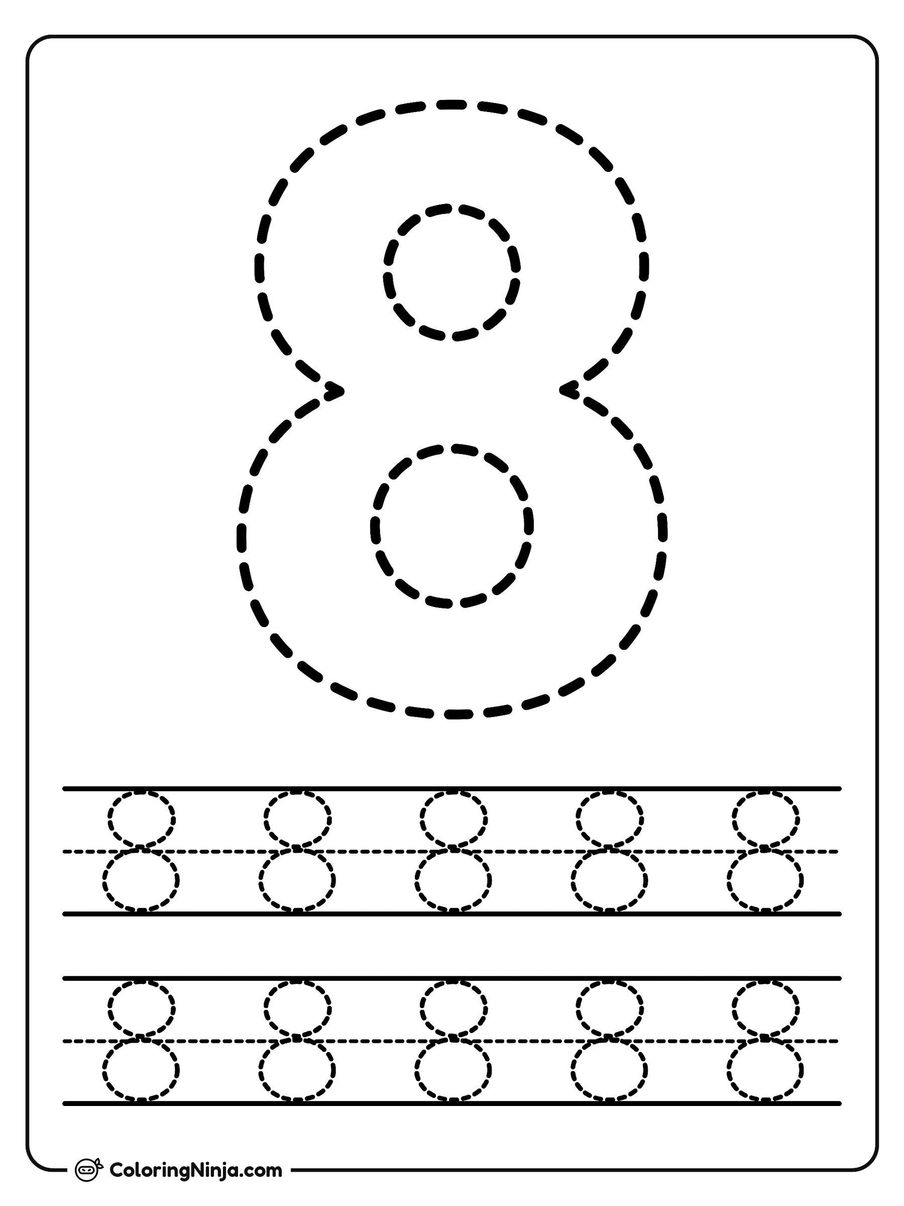 Trazar el número ocho: dibujo para colorear