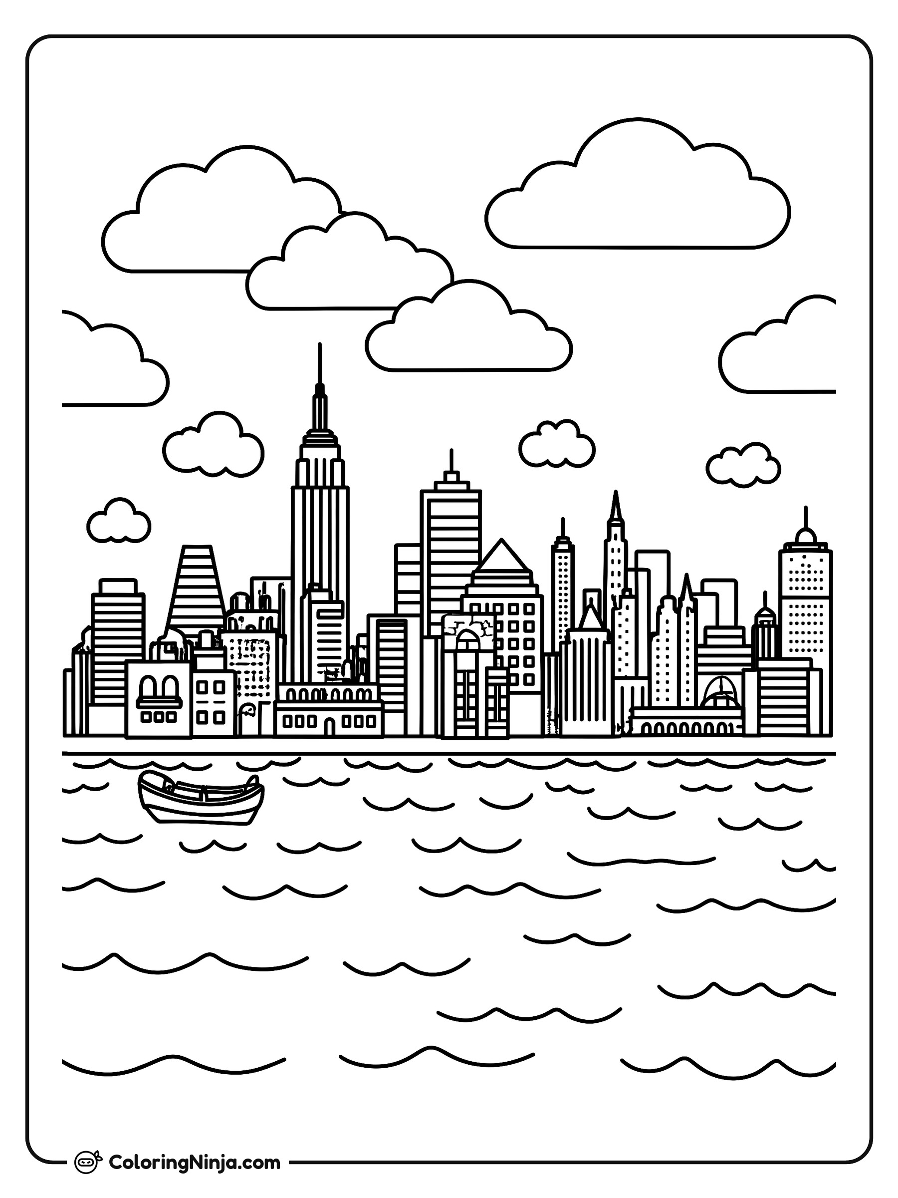 Horizonte urbano de Nueva York: dibujo para colorear
