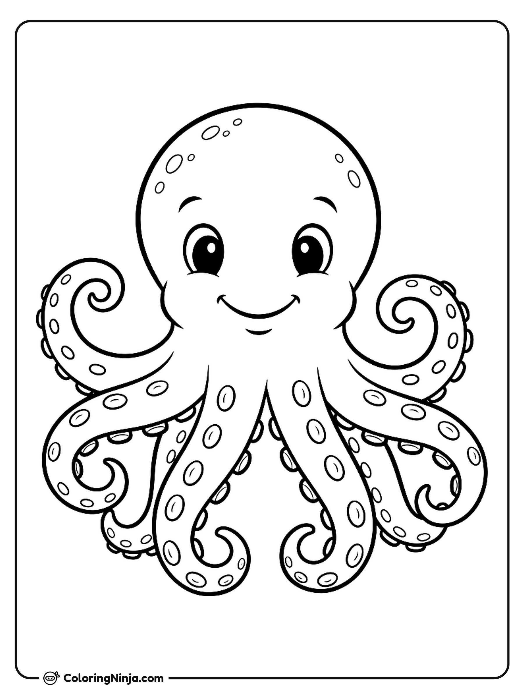 Un pulpo sonriente en el agua: dibujo para colorear