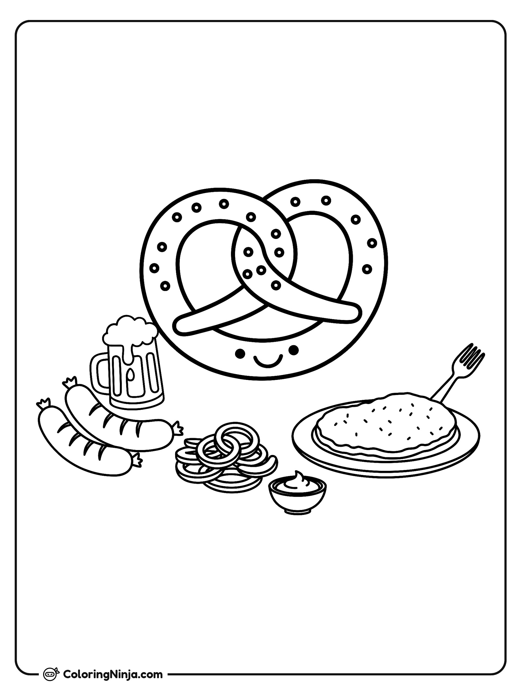 Comida Tradicional del Oktoberfest: dibujo para colorear