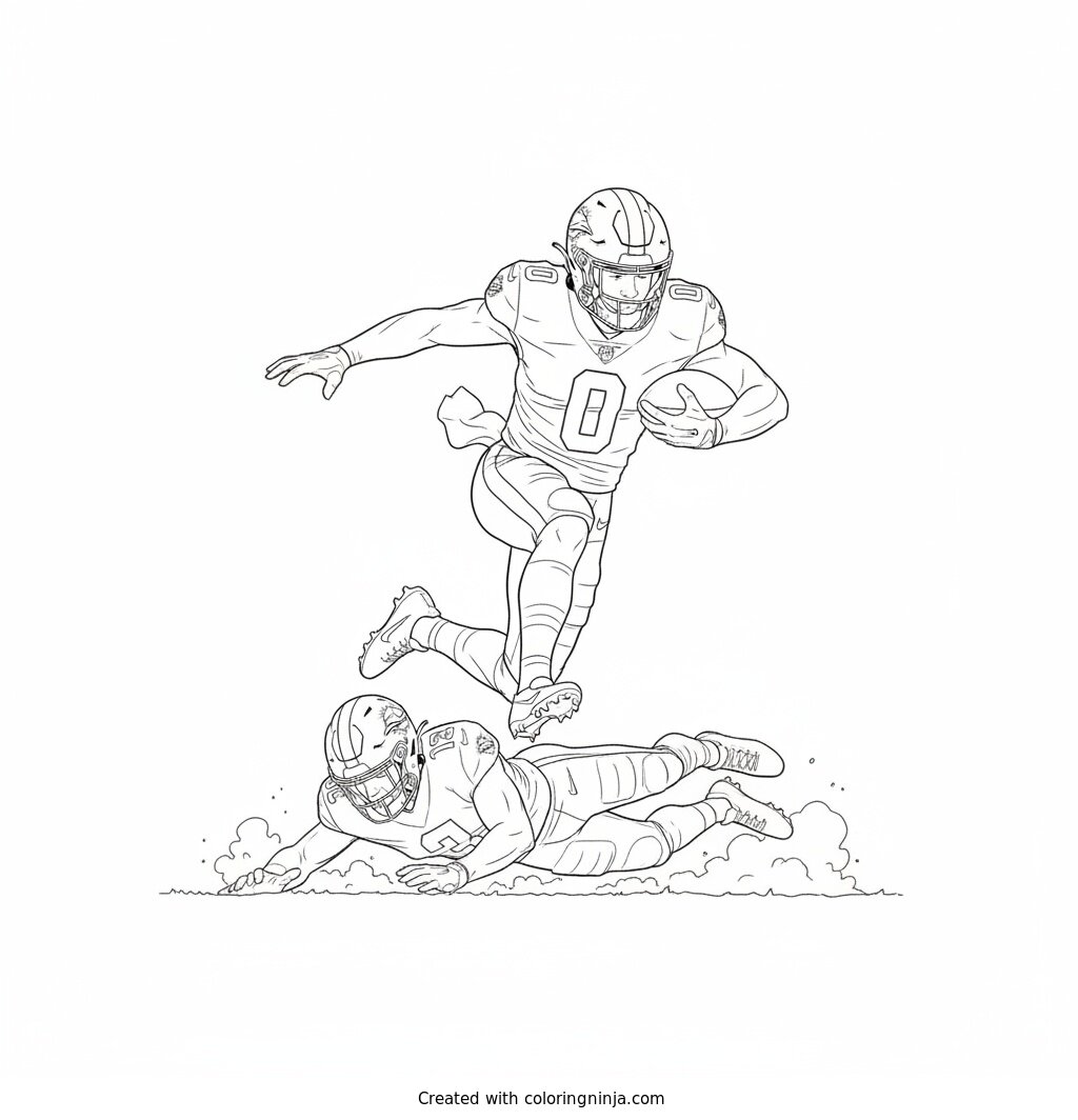Ollie Gordon II Hurdling Defender Coloring Page