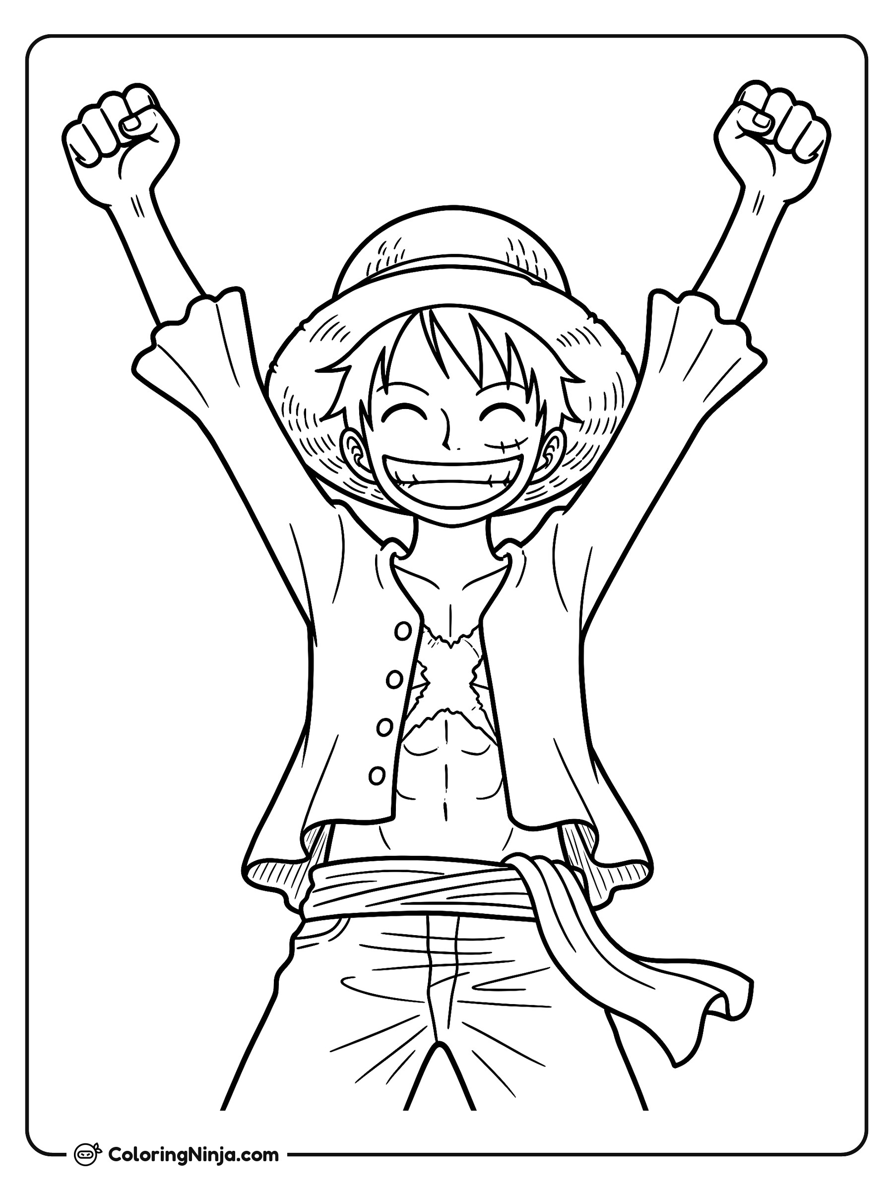 Luffy de One Piece Celebrando: dibujo para colorear