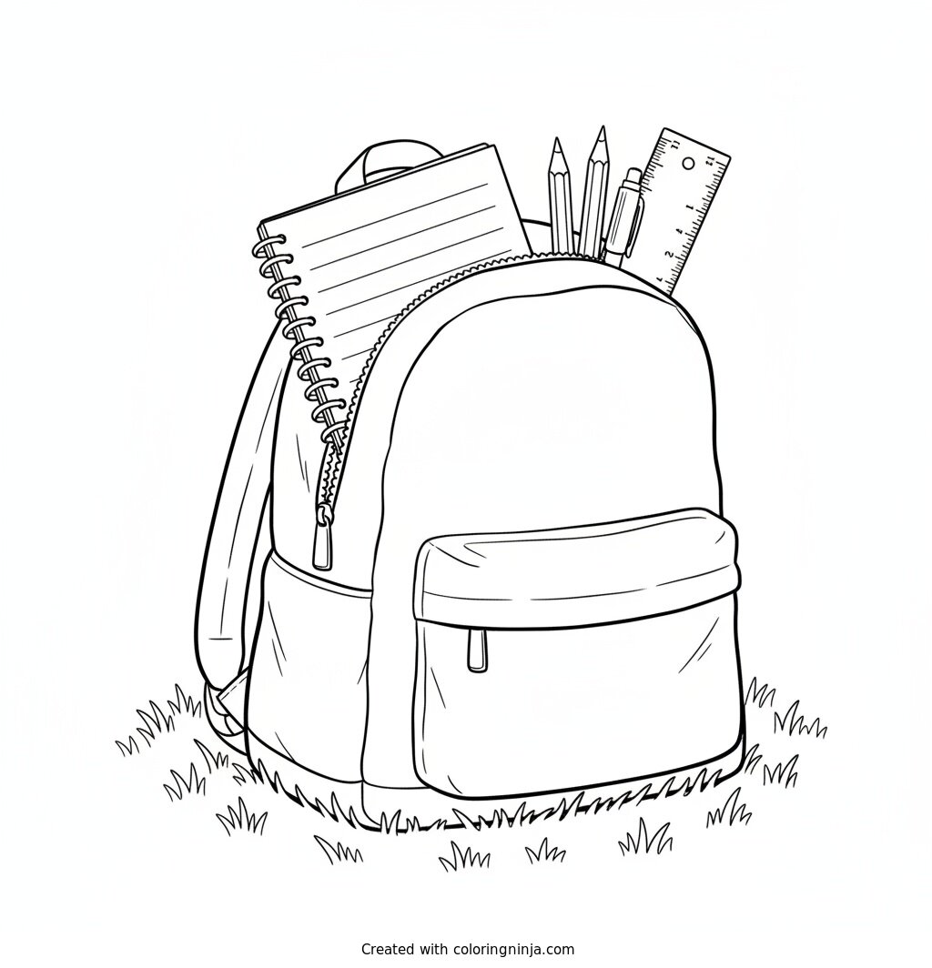 Supplies Ready for School Coloring Page
