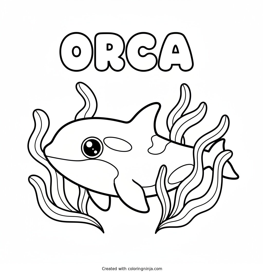 A Friendly Sparkly Eyed Orca Coloring Page