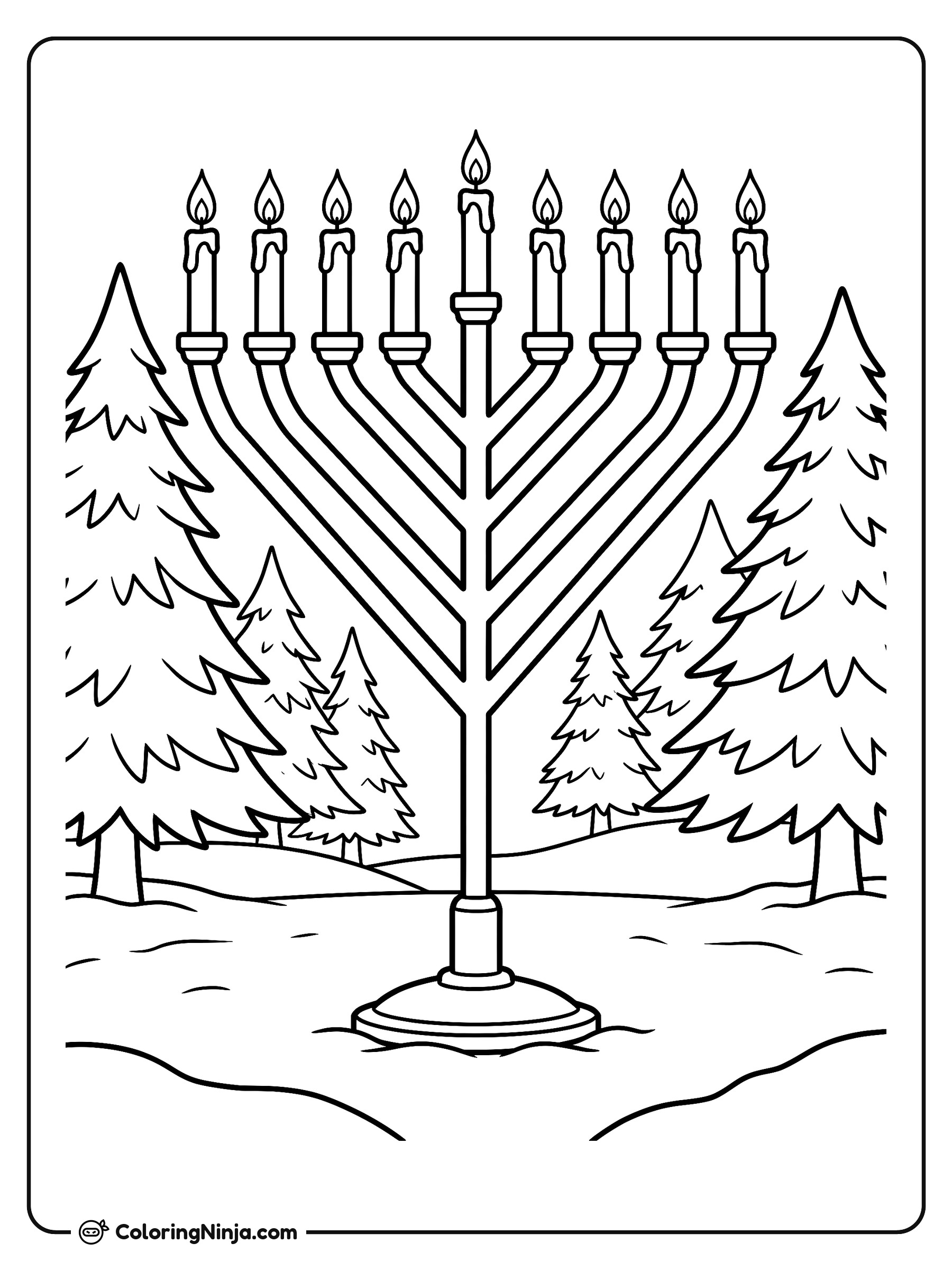 Town Square Hanukkah Menorah Coloring Page