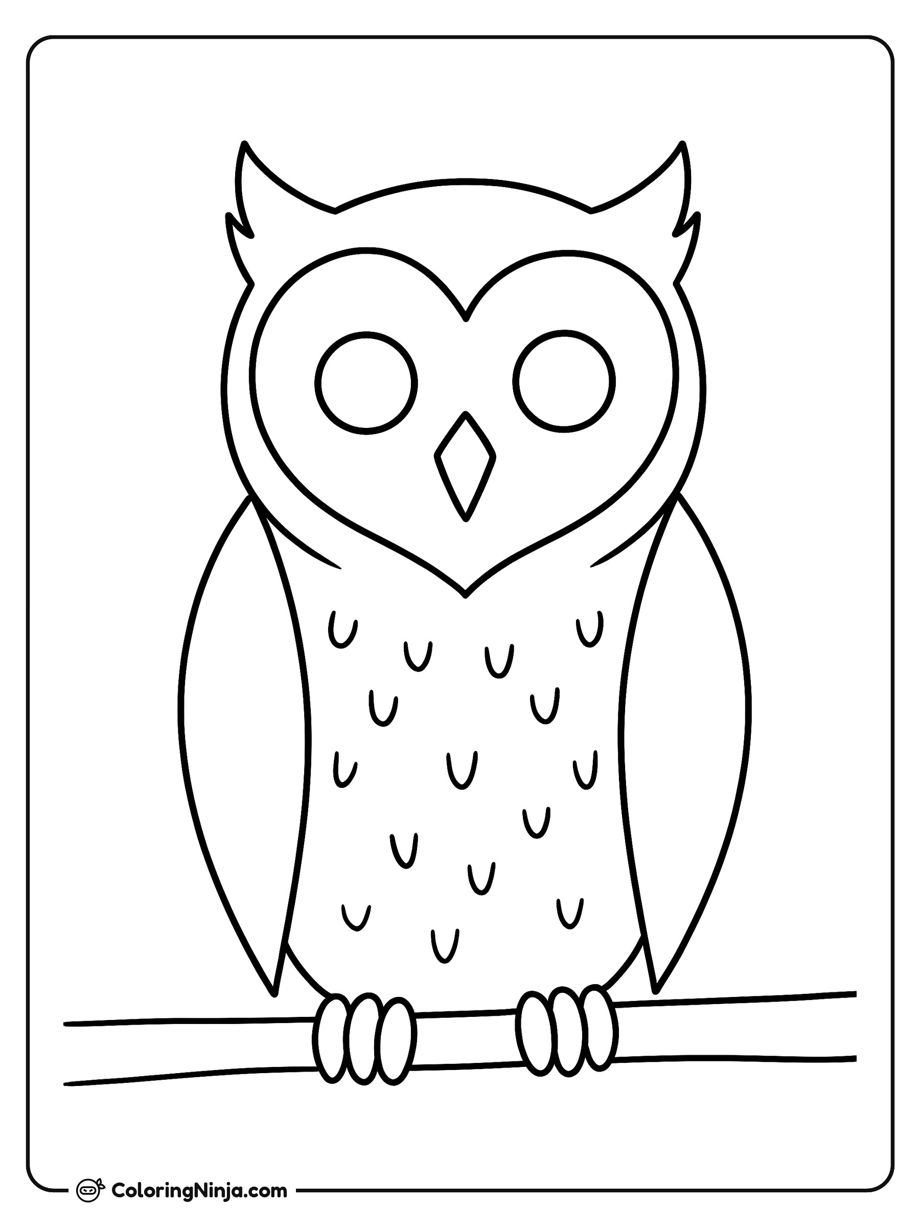 Un buho curioso en una rama: dibujo para colorear