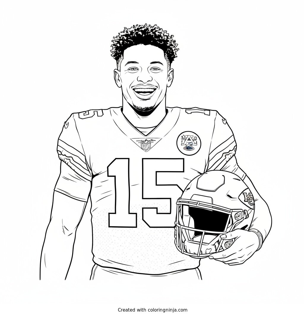 Patrick Mahomes Victory Smile Coloring Page