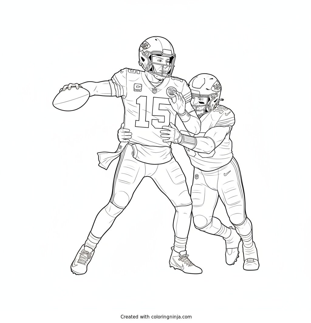 Patrick Mahomes Sidearm Pass Coloring Page