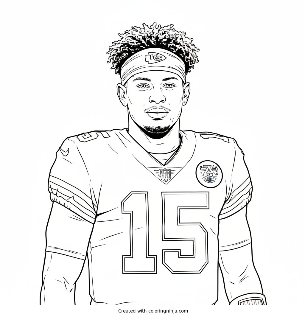 Patrick Mahomes Sideline Profile Coloring Page