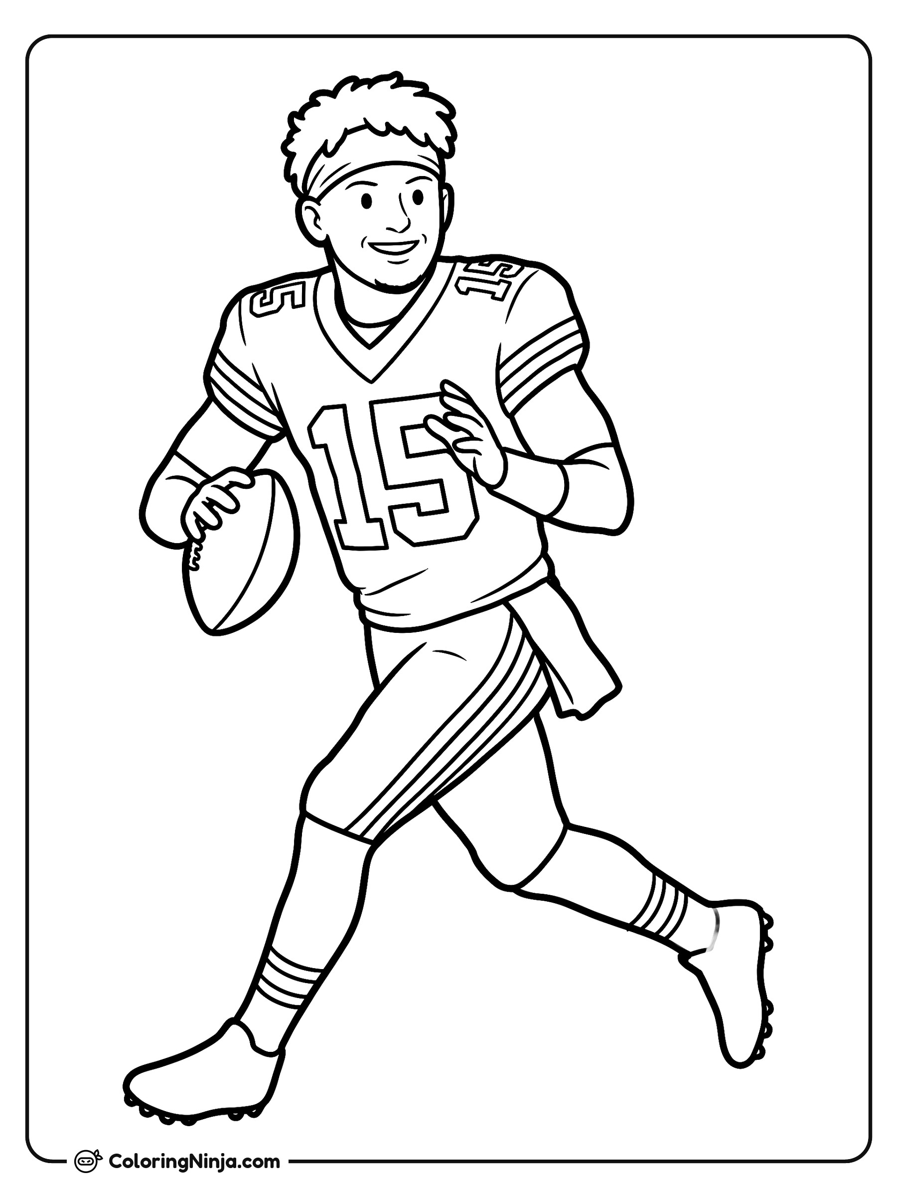 Patrick Mahomes Scrambling for Yards Coloring Page