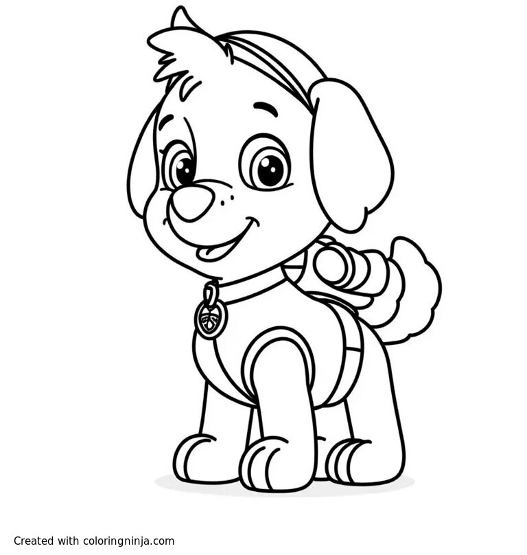 A coloring page of Paw patrol dogs