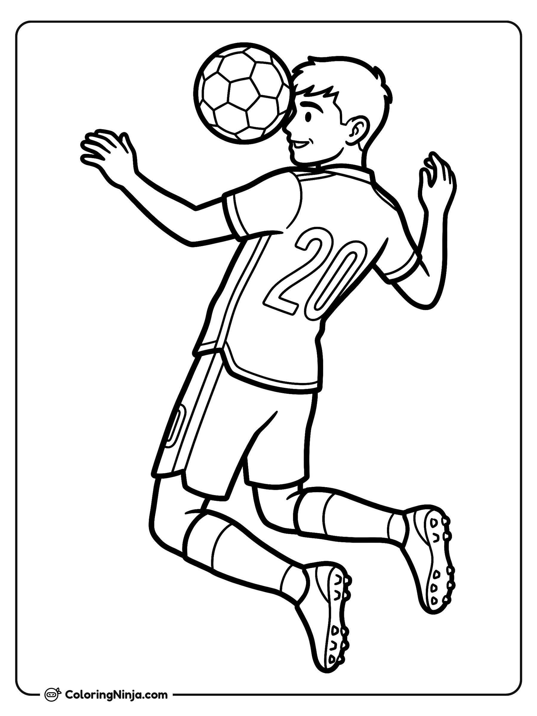 Pedri Gonzalez Heading Soccer Ball Coloring Page