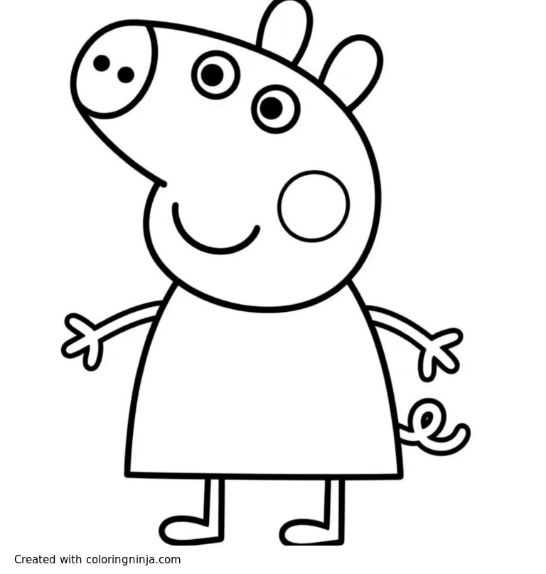 A coloring page of Peppa pig